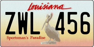 LA license plate ZWL456