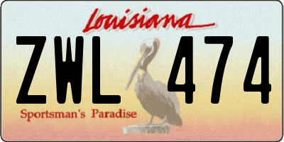 LA license plate ZWL474