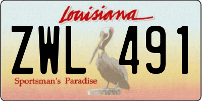 LA license plate ZWL491