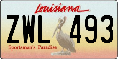 LA license plate ZWL493