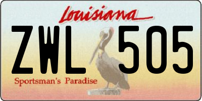 LA license plate ZWL505