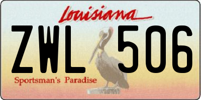 LA license plate ZWL506