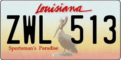 LA license plate ZWL513