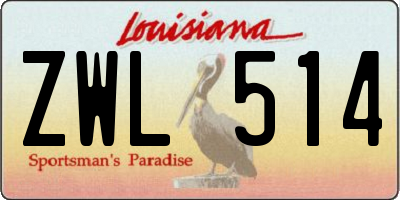 LA license plate ZWL514