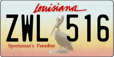 LA license plate ZWL516