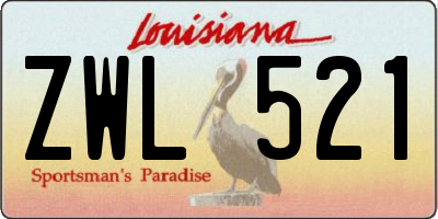 LA license plate ZWL521