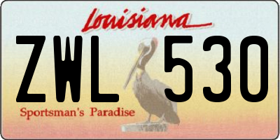 LA license plate ZWL530