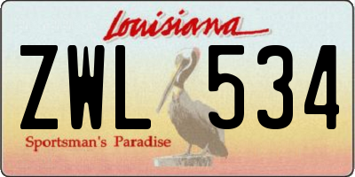 LA license plate ZWL534