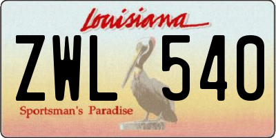 LA license plate ZWL540