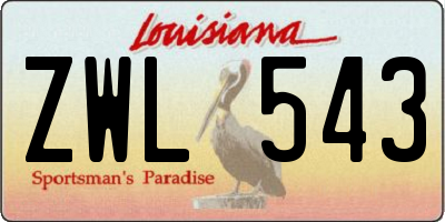 LA license plate ZWL543