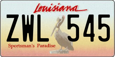 LA license plate ZWL545