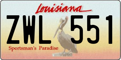 LA license plate ZWL551