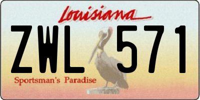 LA license plate ZWL571