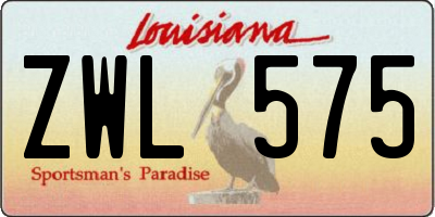 LA license plate ZWL575