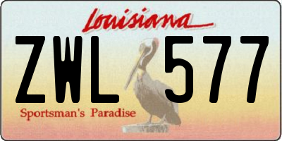 LA license plate ZWL577