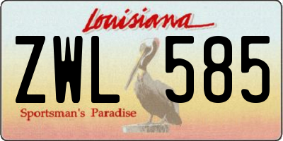 LA license plate ZWL585