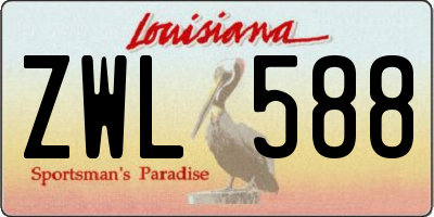 LA license plate ZWL588