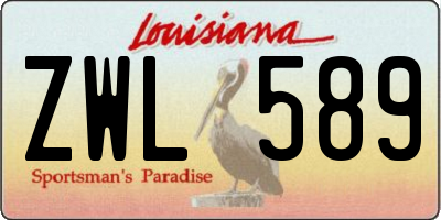 LA license plate ZWL589