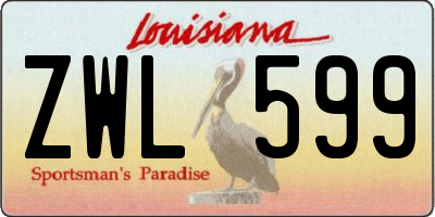 LA license plate ZWL599