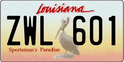 LA license plate ZWL601