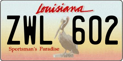 LA license plate ZWL602