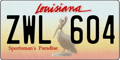 LA license plate ZWL604