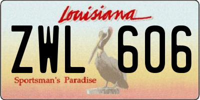 LA license plate ZWL606