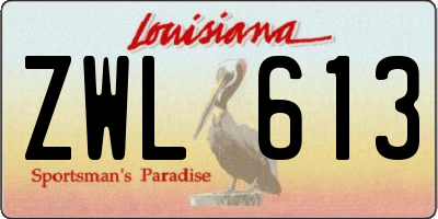 LA license plate ZWL613