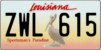 LA license plate ZWL615
