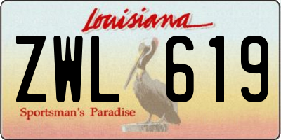 LA license plate ZWL619