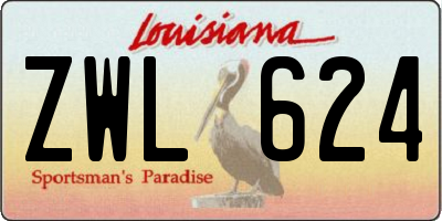 LA license plate ZWL624