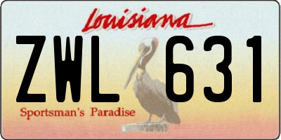 LA license plate ZWL631