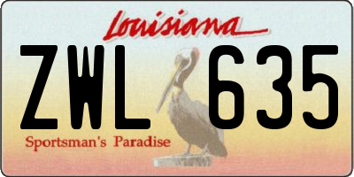 LA license plate ZWL635