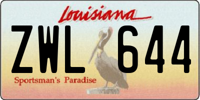 LA license plate ZWL644