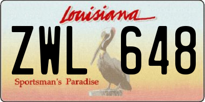 LA license plate ZWL648
