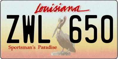 LA license plate ZWL650