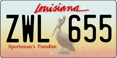 LA license plate ZWL655