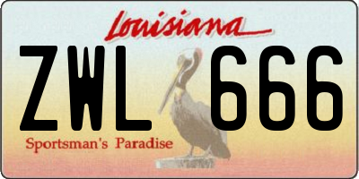 LA license plate ZWL666