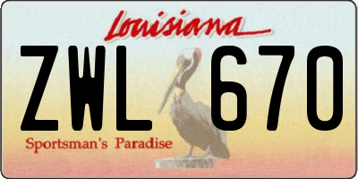 LA license plate ZWL670