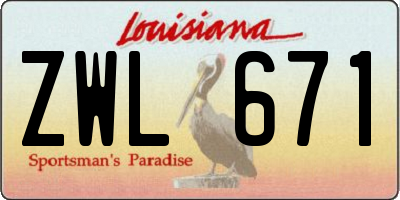 LA license plate ZWL671