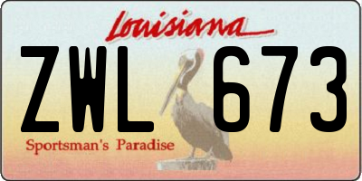 LA license plate ZWL673