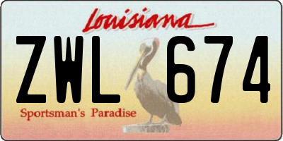 LA license plate ZWL674