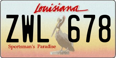 LA license plate ZWL678