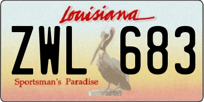 LA license plate ZWL683