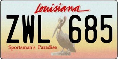 LA license plate ZWL685