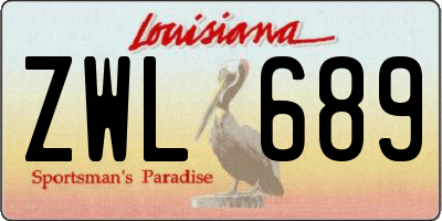 LA license plate ZWL689