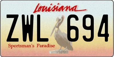 LA license plate ZWL694