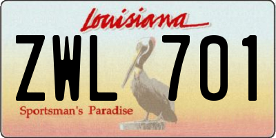 LA license plate ZWL701