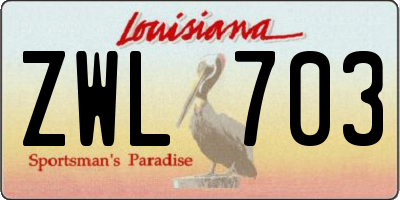 LA license plate ZWL703