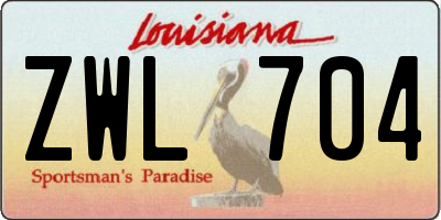 LA license plate ZWL704